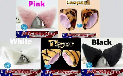 New Cat Fox Ears Cosplay Anime Costume Hair Clip Long Fur Barrette Halloween   • $6.95