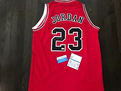 Michael Jordan Bulls Signed Autographed NBA Dry-Fit Red-Black Jersey W/COA • $1199.95