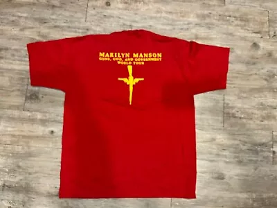 Pogo Owned Vintage Marilyn Manson Crew Shirt Guns God & Government Rare! • $220