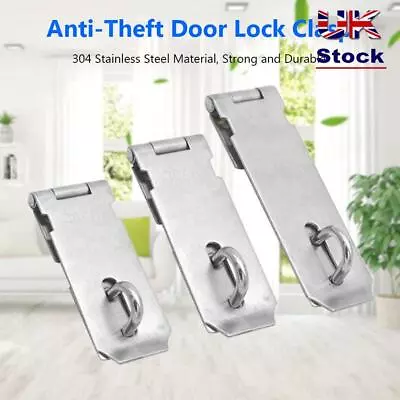 Stainless Steel Burglar-proof Padlock Hasp Shed Latch Gate Bolt Door Clasp Lock • £4.51