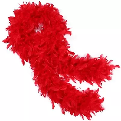 Red Chandelle Turkey Feather Boa 2 Yards 40g For DIY Craft Home Dancing Weddi... • $18.16