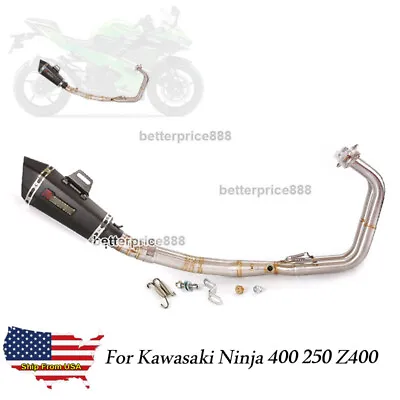 Exhaust Front Link Pipe With Muffler For Kawasaki Ninja 400 250 Z400 2017-2023 • $232.05