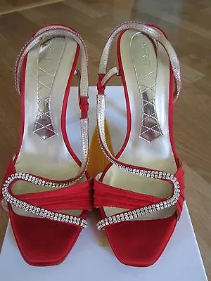 Magrit Red Swarovski Elements Rhinestones Sandals Heels Shoes Size 39.5 • £172.63