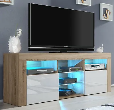 TV Unit 145 Cm Modern Cabinet TV Stand High Gloss Doors With Free LED • £159.90