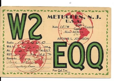 QSL 1946 Metuchen New Jersey   Radio Card • $5.52
