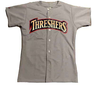 Threshers Minor League Baseball SZ Large Button Diamond Gray Jersey Men's Shirt • $9.95