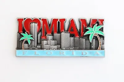 3D -MIAMI - USA - Souvenir Fridge Magnet Kitchen Decor Holiday Gift -Metal • £4.49