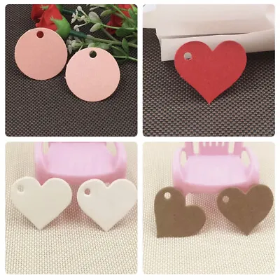 £1.95 • Buy Kraft Paper MINI HEART Shape 25x28mm And ROUND Pink 3cm Blank Gift Tags Labels  