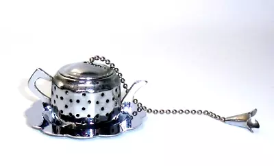 Vintage Tea Infuser With Drip Tray Mini Teapot Kettle Stainless Steel • $10.20