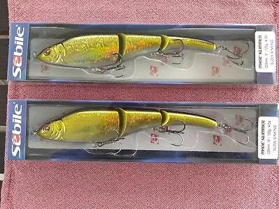 TWO SEBILE MAGIC SWIMMERS 228MM SLOW SINKING 9 Inch 4 Oz OG Gold • $28.95