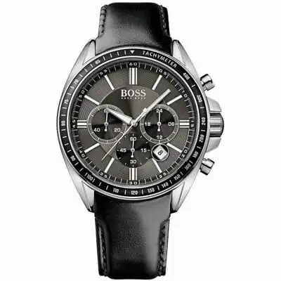 £89.98 • Buy Hugo Boss Hb1513085 Driver Black Leather Strap Stainless Chronograph Watch + Bag