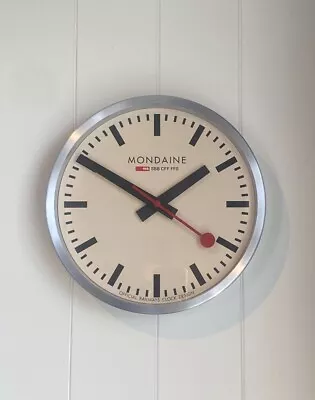 Mondaine Official Swiss Railway Wall Clock In Aluminium Dia 25cm • £32