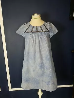 J Crew Blue Blue And White Striped Seersucker Cotton Shift Dress Size 0 • $16.30
