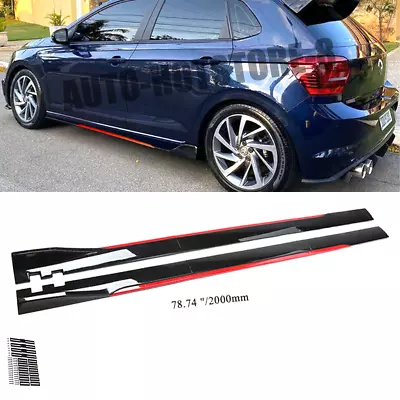 For VW Polo AW MK6 MK5 78.7  Red Side Skirt Extension Body Kit Lip Splitters • $69.99