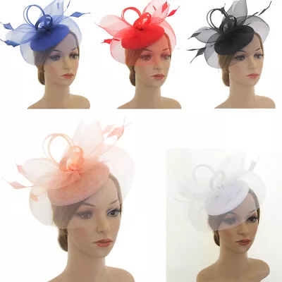 £8.04 • Buy Womens Large Headband Clip Hat Fascinator Weddings Ladies Day Races Royal Ascot
