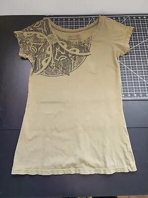 Manuhealii Womens T Shirt Size L Hawaiian Army Green Short Sleeve DISCOLORATION  • $30.03