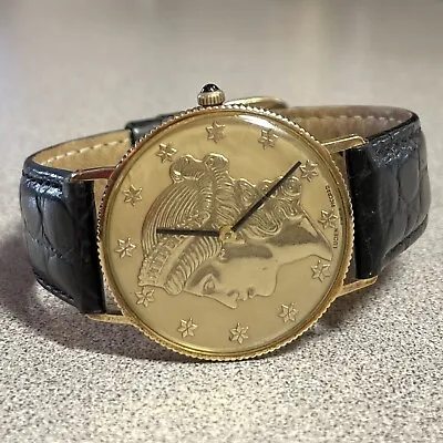 Lucien Piccard Coin Watch 14k Gold • $999