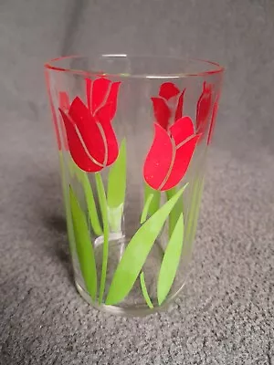 Vintage 1950s Swanky Swigs Red Tulip Juice Glass Retro Collectible Mid Century • $11