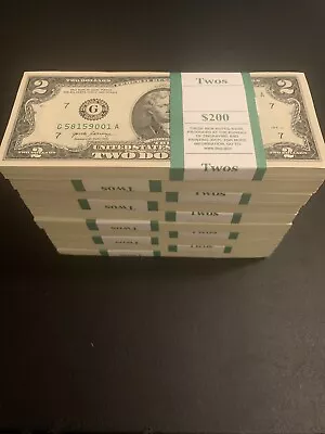 100 ($2) Two Dollar Bills Uncirculated Sequencial - 2017a Consecutive Order • $255