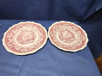 Antique Mason's China England  Vista Pink  Set/2 Luncheon Plates Circa:1890-2000 • $22.99