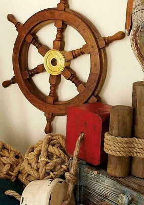 Nautical Wheel Vintage Antique Boat Ships Brass Gift Pirate Sea Wall Decor 24'' • $53.40