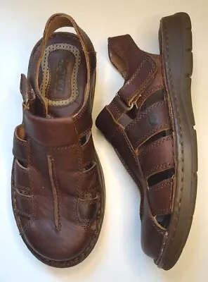 BORN Men's Whigham Leather Caged Fisherman Sandals Brown Size 9M Classic  • $39