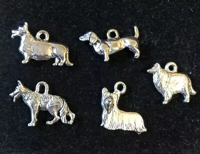 Dog Breed Jewelry Charms Silver Corgi Yorkie Ger Shep Dachshund Collie • $9.99