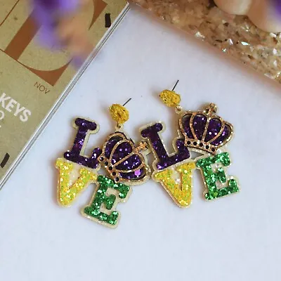 Mardi Gras Jewelry | Holiday Season Jewelry | 417-5 Glitter Love Earring • $16.39