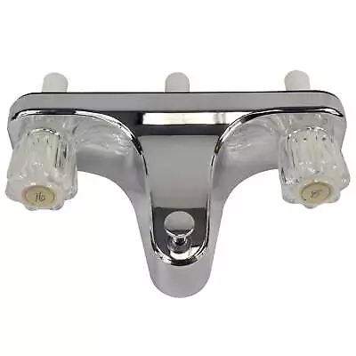 Mobile Home RV Tub Shower Center-Set Faucet 8 Inch 2-Handle Chrome With Clear • $28.48