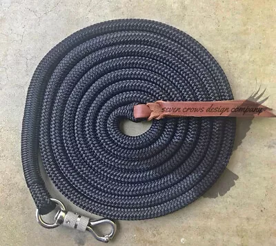 14 FT. Natural Horse Training Lead Rope 1/2  Yacht Rope~~BLACK • $42