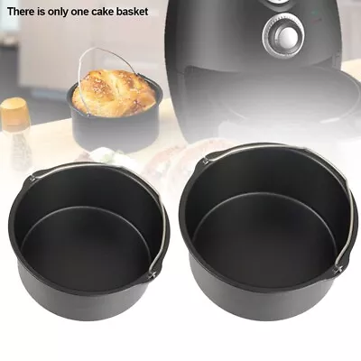 Air Fryer Accessories Baking Tray Non Stick Cake Mold Pan Round Roasting Basket • $17.63