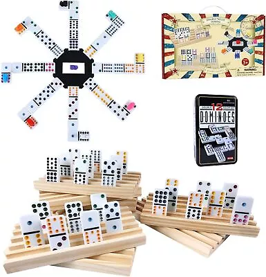 Mexican Train Double 12 Dominoes Set 91 Tiles Classic Domino Game With 8 • $44.04