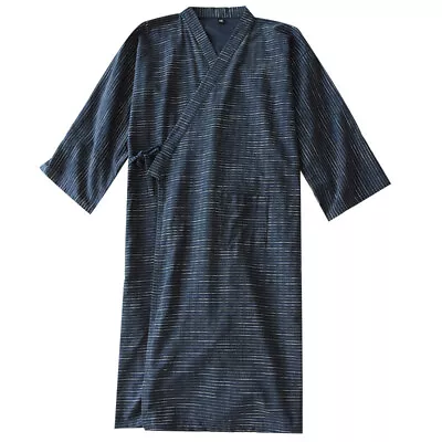 Men Japanese Kimono Coat Stripe Long Baggy Yukata Robe Nightwear Sleepwear Loose • $33.46