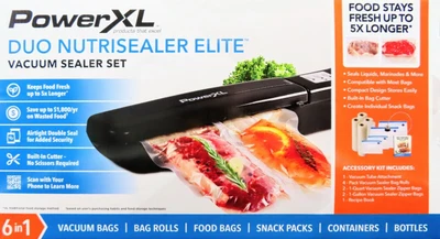 $64.98 • Buy PowerXL Duo NutriSealer Elite 6-in-1 Vacuum Sealer Machine Set, Black