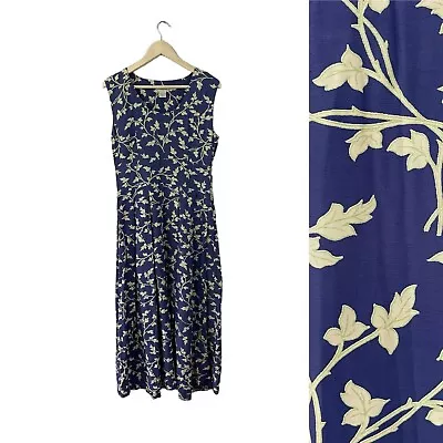 Vintage Banana Republic Medium Dress Midi Maxi Sleeveless Blue Rayon Womens • $48