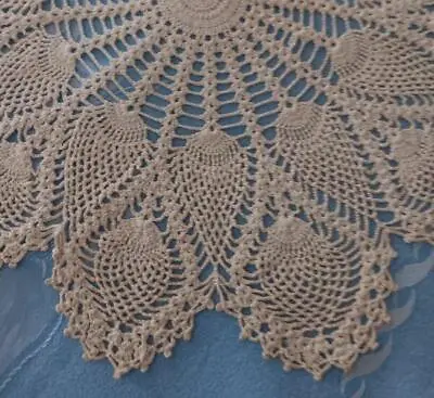 True Vintage Crochet Lace Doily Double Pineapple Ivory Centerpiece 15  • $12.99