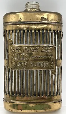 Vintage Wee McKay Silver Slipper Caged Glass Metal Hip Flask Canadian Rye German • $99.95
