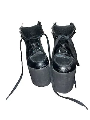 YRU Black Platform Shoes - Size 6 Slightly Worn In The Original Box SOLD OUT $90 • $56