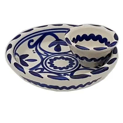 Olive Dish With Integral Bowl For Pips 15x 5cm Spanish Handmade Ceramic Pottery  • £15.99