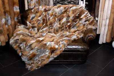 2244 Genuine Red Fox Fur Blanket - Wild Fur Genuine Pelt Throw Real Fur Plaid • $1310