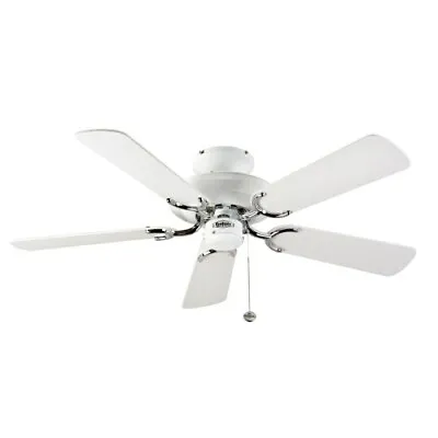 Fantasia Mayfair Ceiling Fan 42in White & St Steel With Gloss White Blades • £195.37
