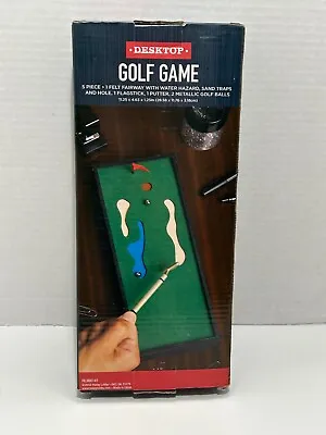 New Desktop Mini Golf Game Set Tabletop Practice Green W/ Balls Flags New! • $6.50
