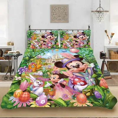 Mickey Mouse Moves Castle 3D Quilt Duvet Doona Cover Set Pillow Case Print • $64.47