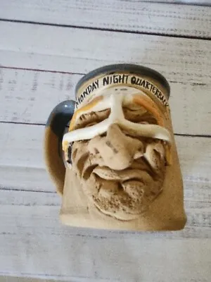 Ugly Face Mug 3D Monday Night Quarterback Pottery Coffee Cup Handmade Drip Glaze • $17.88