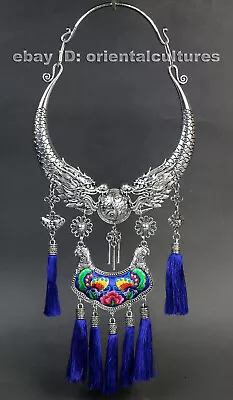 Tribal Exotic Ethnic Chinese Handmade Miao Silver Necklace • $68