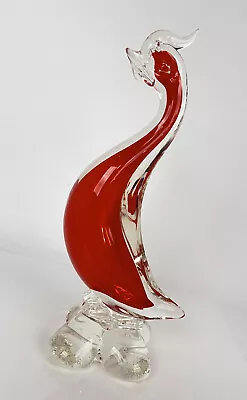 Murano Art Glass Duck Bird Figurine Ruby Red Handblown Figure Made In Italy CHIP • $28.79