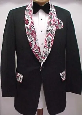 Custom Sewn Skulls Roses Print Vintage Prom Tuxedo Smoking Jacket Mens Size 40l • $150