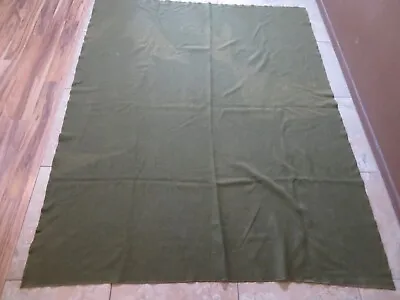 VTG US Military Wool Blanket OD Green U.S. Stamped On It.   67 X63  • $29.99