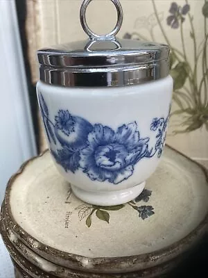 Royal Worcester Large Egg Coddler Rhapsody Blue / White Floral With Butterfly  • £8