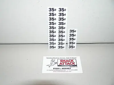(25) SNACK VENDING MACHINE 35 / 30 CENTS PRICE LABELS / Free Ship! • $9.99